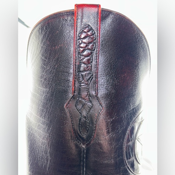 Men's Cowboy Exotic Handmade Black Jack 8D Caiman Belly Black Cherry $1300 MSRP​ - Picture 10 of 13